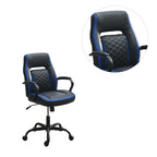 Sedia da ufficio imbottita monoposto nera/blu e nera/grigia con braccioli imbottiti