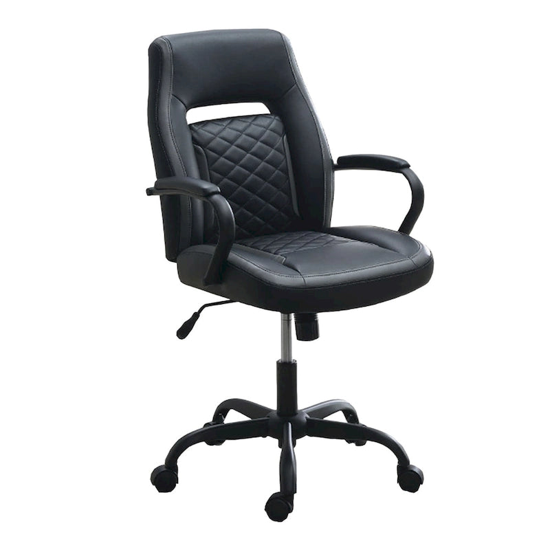 Sedia da ufficio imbottita monoposto nera/blu e nera/grigia con braccioli imbottiti