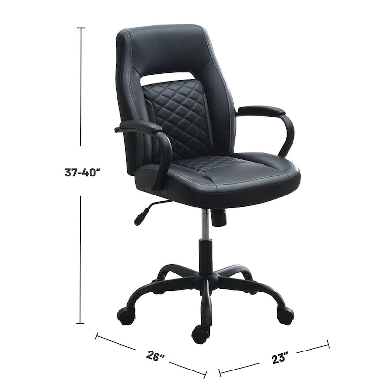 Sedia da ufficio imbottita monoposto nera/blu e nera/grigia con braccioli imbottiti