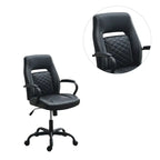 Sedia da ufficio imbottita monoposto nera/blu e nera/grigia con braccioli imbottiti