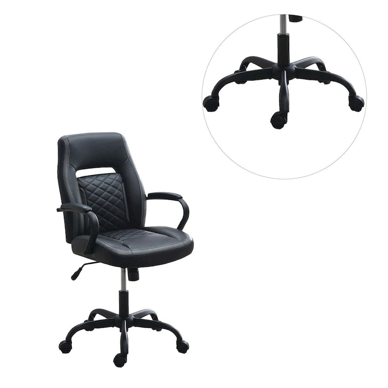 Sedia da ufficio imbottita monoposto nera/blu e nera/grigia con braccioli imbottiti