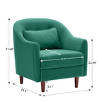 Poltrona a barilotto in velluto corallo/arancio/verde/blu/bianco, con bottoni, seduta singola