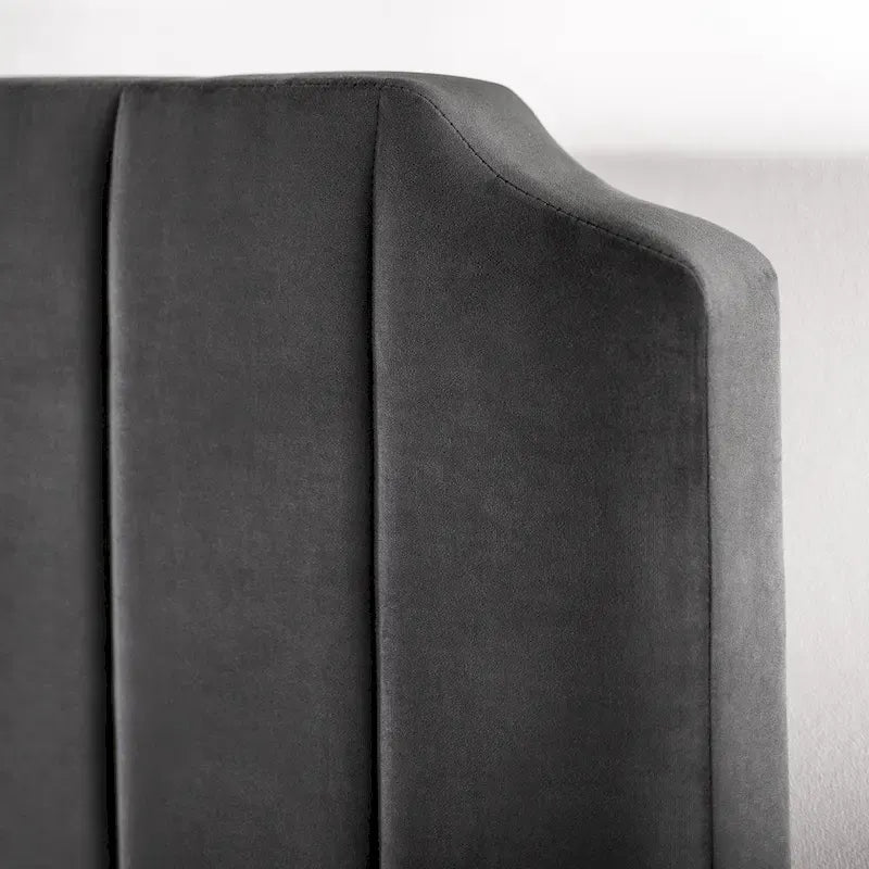 Struttura letto a piattaforma imbottita in velluto nero ardesia, 1-2 persone