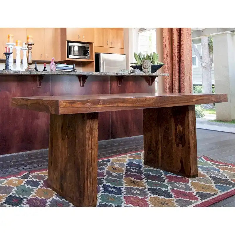 Tavolo da pranzo rettangolare in legno massello color noce miele, 6-8 posti, 203 cm