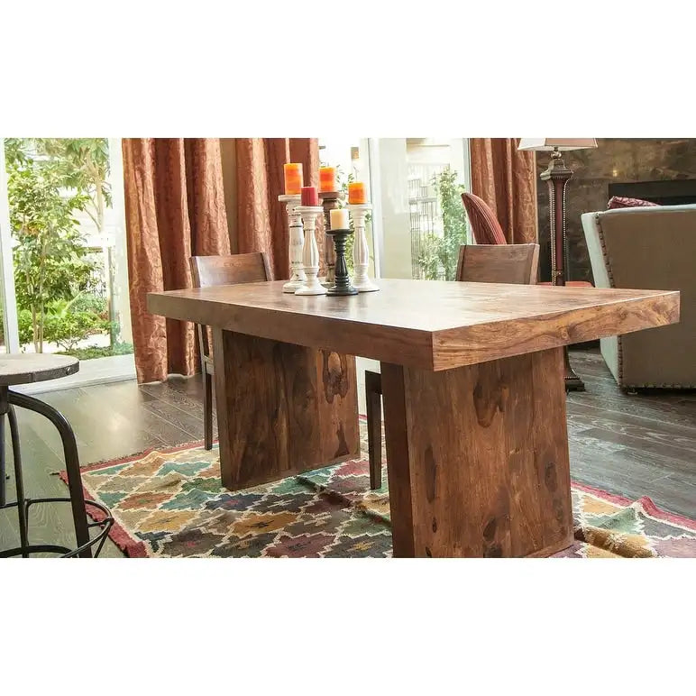 Tavolo da pranzo rettangolare in legno massello color noce miele, 6-8 posti, 203 cm