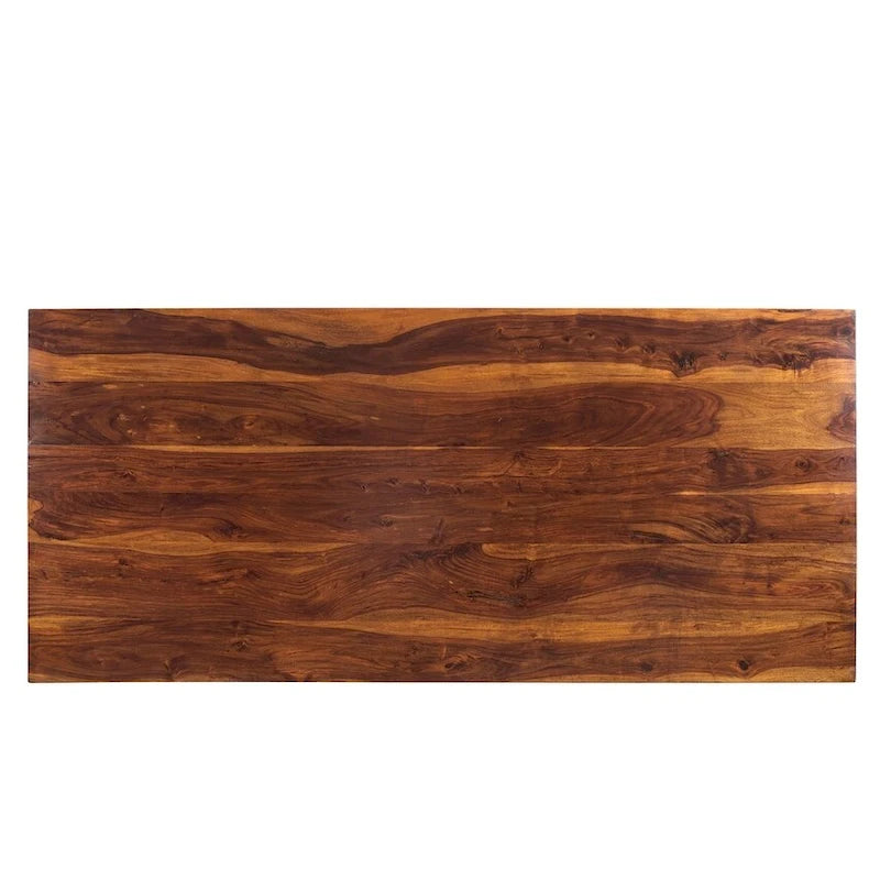 Tavolo da pranzo rettangolare in legno massello color noce miele, 6-8 posti, 203 cm