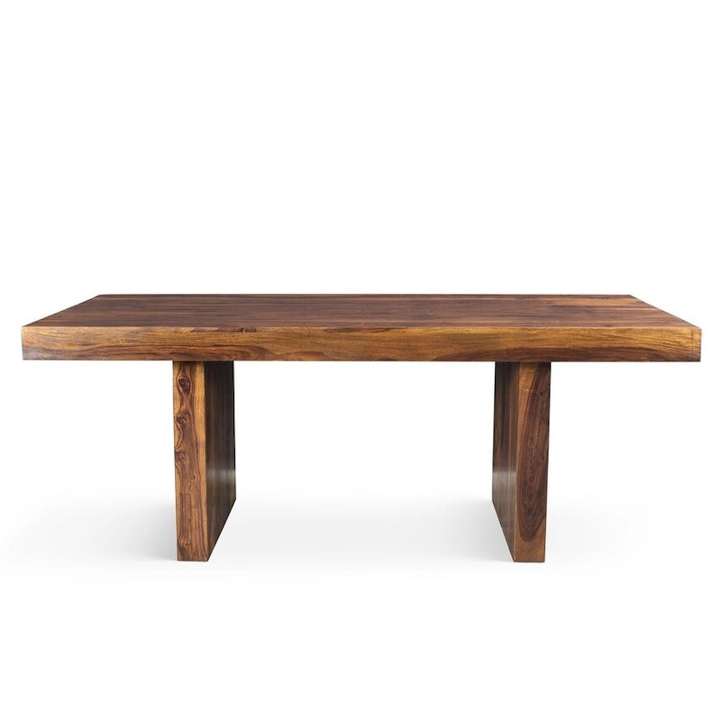 Tavolo da pranzo rettangolare in legno massello color noce miele, 6-8 posti, 203 cm