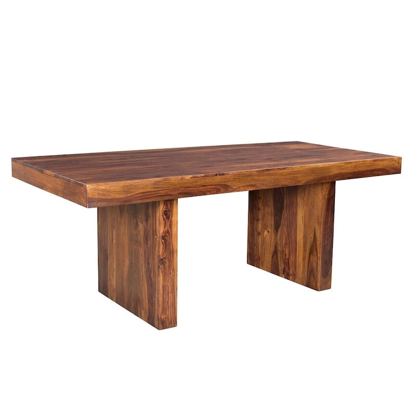 Tavolo da pranzo rettangolare in legno massello color noce miele, 6-8 posti, 203 cm