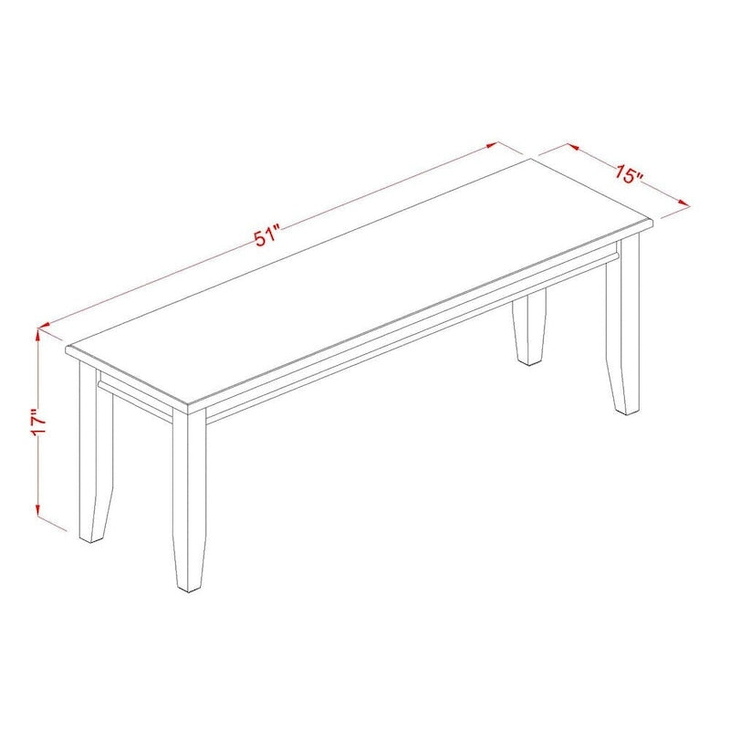 Set sala da pranzo in mogano da 6 pezzi – Tavolo rettangolare, 4 sedie e panca (6 posti)