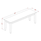 Set sala da pranzo in mogano da 6 pezzi – Tavolo rettangolare, 4 sedie e panca (6 posti)