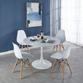 Set da pranzo rotondo bianco/nero, 5 pezzi per 4 persone