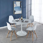 Set da pranzo rotondo bianco/nero, 5 pezzi per 4 persone