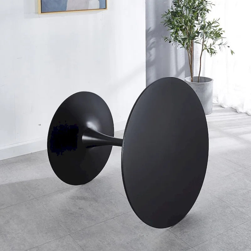 Set da pranzo rotondo bianco/nero, 5 pezzi per 4 persone