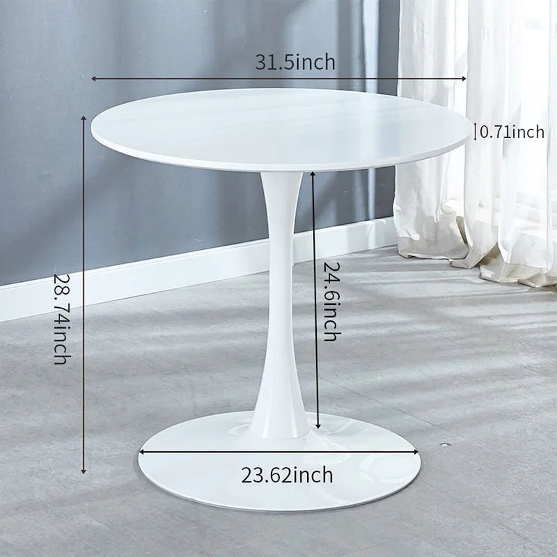 Set da pranzo rotondo bianco/nero, 5 pezzi per 4 persone