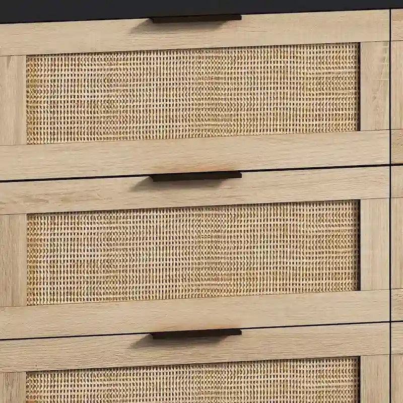 Mobile contenitore in rattan nero a 6 cassetti per camera da letto / soggiorno