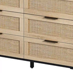 Mobile contenitore in rattan nero a 6 cassetti per camera da letto / soggiorno