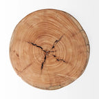 Sgabello Tondo in Legno Naturale Marrone, Seduta Singola, Altezza 38/46 cm