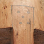 Sgabello Tondo in Legno Naturale Marrone, Seduta Singola, Altezza 38/46 cm