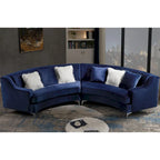 Divano curvo in velluto grigio / blu navy / nero con cuscini – 2 posti