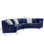 Divano curvo in velluto grigio / blu navy / nero con cuscini – 2 posti