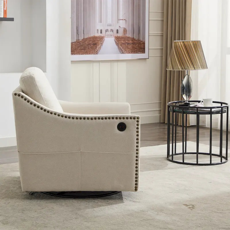Poltrona girevole accent colore grigio scuro/bianco crema, posto singolo
