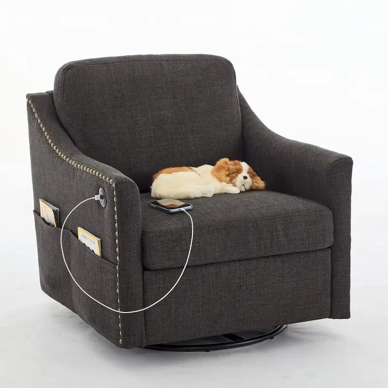 Poltrona girevole accent colore grigio scuro/bianco crema, posto singolo