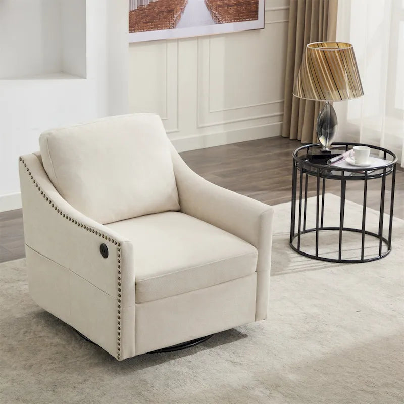 Poltrona girevole accent colore grigio scuro/bianco crema, posto singolo