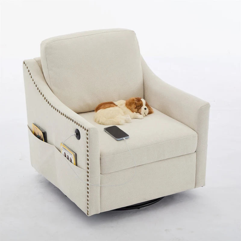 Poltrona girevole accent colore grigio scuro/bianco crema, posto singolo