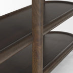 Consolle Ovale in Legno di Mango Marrone Scuro con 3 Ripiani