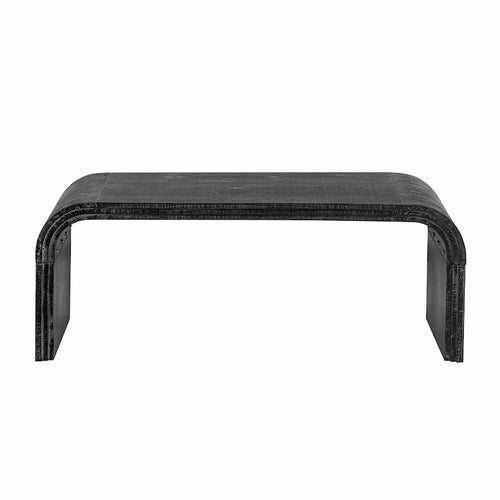 Tavolino da caffè curvo Art Déco in legno nero anticato / lavato naturale