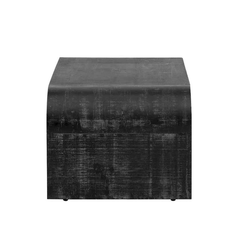 Tavolino da caffè curvo Art Déco in legno nero anticato / lavato naturale
