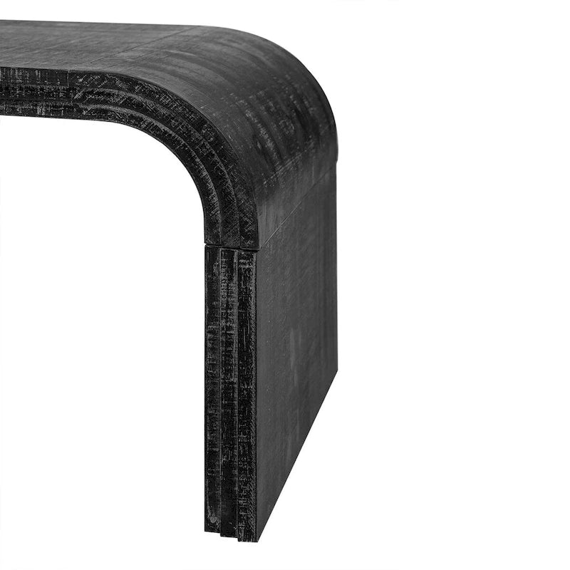 Tavolino da caffè curvo Art Déco in legno nero anticato / lavato naturale