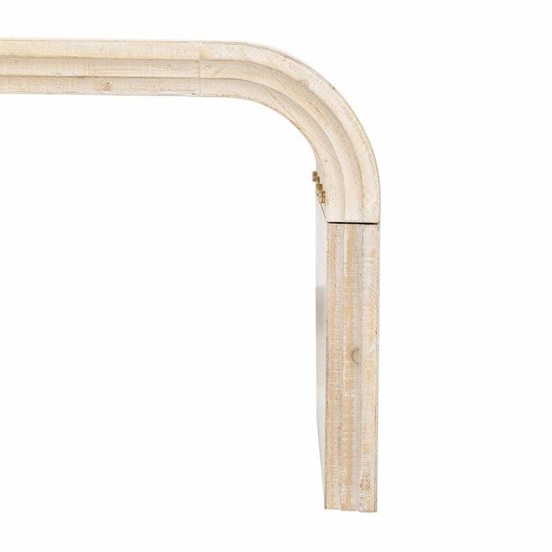 Tavolino da caffè curvo Art Déco in legno nero anticato / lavato naturale