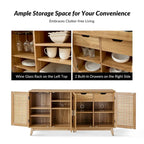 Credenza contemporanea nera/noce con ante a traliccio, 58"L