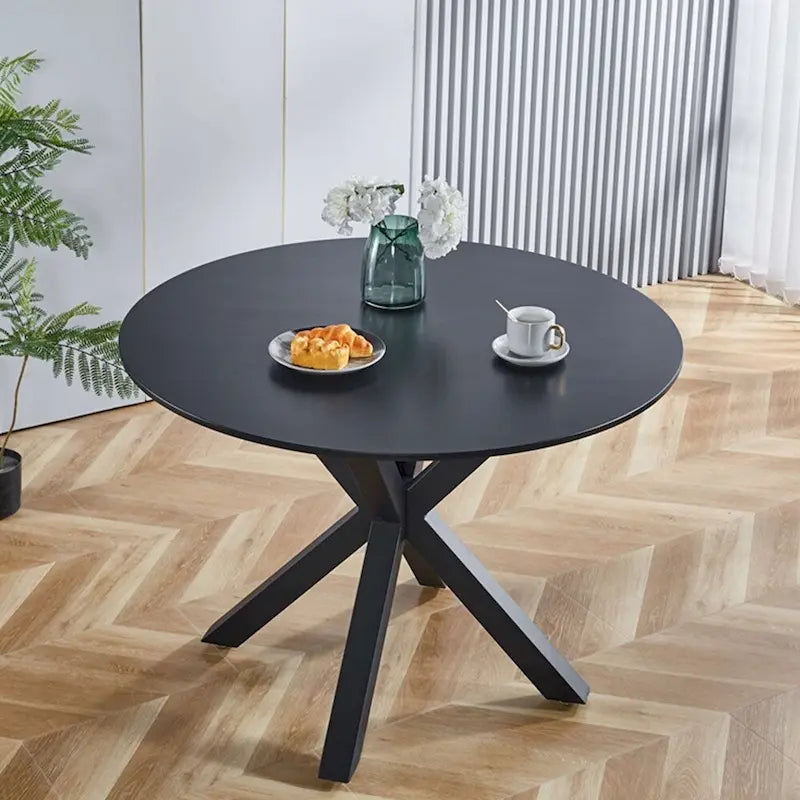 Tavolo da pranzo rotondo con base a piedistallo, in marrone/nero/bianco/marmo bianco, per 4-6 persone, stile metà secolo