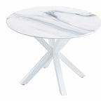 Tavolo da pranzo rotondo con base a piedistallo, in marrone/nero/bianco/marmo bianco, per 4-6 persone, stile metà secolo