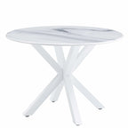 Tavolo da pranzo rotondo con base a piedistallo, in marrone/nero/bianco/marmo bianco, per 4-6 persone, stile metà secolo