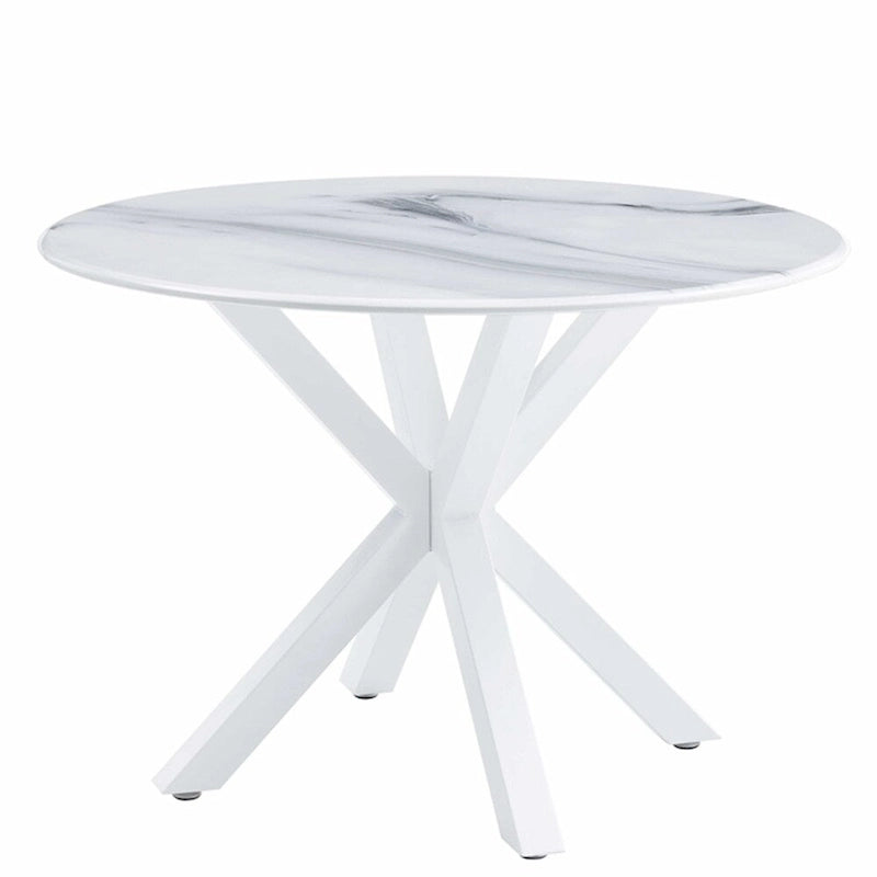 Tavolo da pranzo rotondo con base a piedistallo, in marrone/nero/bianco/marmo bianco, per 4-6 persone, stile metà secolo