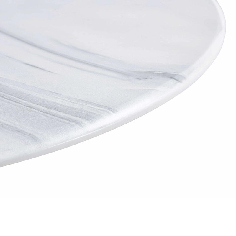 Tavolo da pranzo rotondo con base a piedistallo, in marrone/nero/bianco/marmo bianco, per 4-6 persone, stile metà secolo
