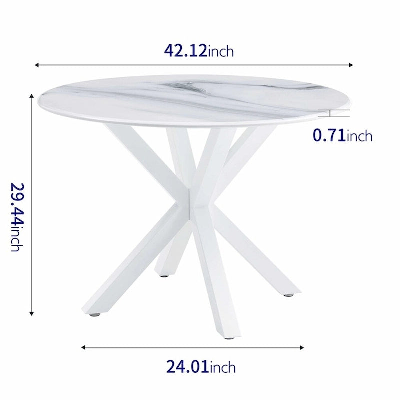 Tavolo da pranzo rotondo con base a piedistallo, in marrone/nero/bianco/marmo bianco, per 4-6 persone, stile metà secolo