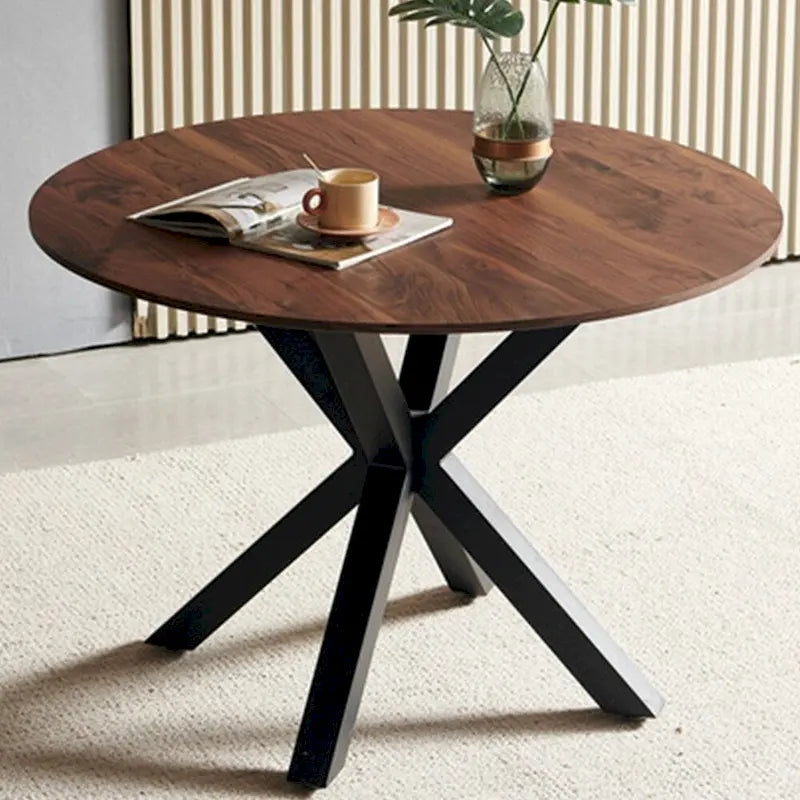Tavolo da pranzo rotondo con base a piedistallo, in marrone/nero/bianco/marmo bianco, per 4-6 persone, stile metà secolo