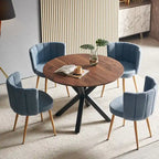 Tavolo da pranzo rotondo con base a piedistallo, in marrone/nero/bianco/marmo bianco, per 4-6 persone, stile metà secolo
