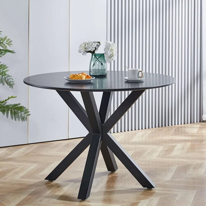 Tavolo da pranzo rotondo con base a piedistallo, in marrone/nero/bianco/marmo bianco, per 4-6 persone, stile metà secolo