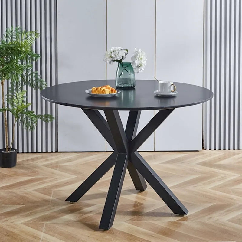 Tavolo da pranzo rotondo con base a piedistallo, in marrone/nero/bianco/marmo bianco, per 4-6 persone, stile metà secolo