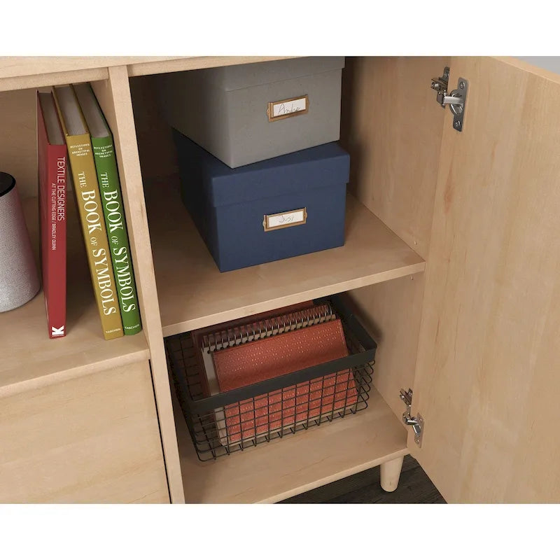 Credenza porta TV a 2 ante con spazio di archiviazione | Jet Acacia / Acero Naturale | Adatta a 1 TV fino a 46"
