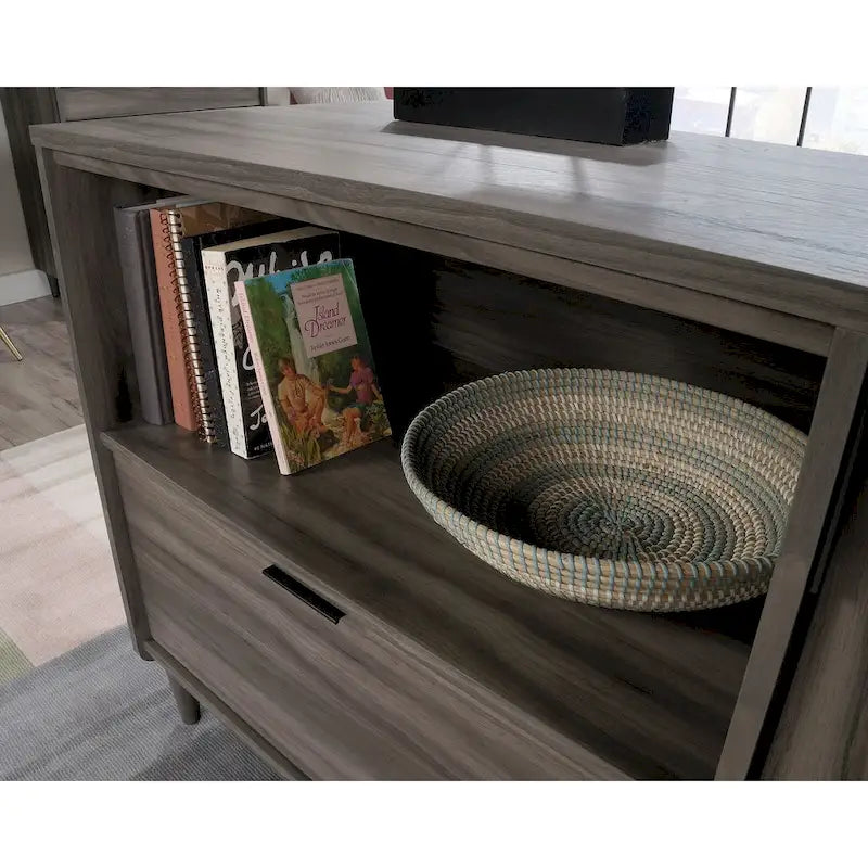 Credenza porta TV a 2 ante con spazio di archiviazione | Jet Acacia / Acero Naturale | Adatta a 1 TV fino a 46"