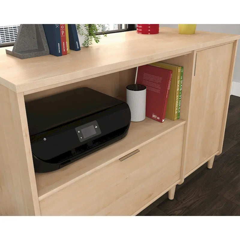 Credenza porta TV a 2 ante con spazio di archiviazione | Jet Acacia / Acero Naturale | Adatta a 1 TV fino a 46"