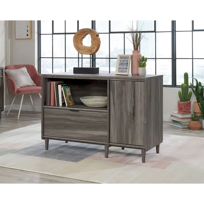 Credenza porta TV a 2 ante con spazio di archiviazione | Jet Acacia / Acero Naturale | Adatta a 1 TV fino a 46"