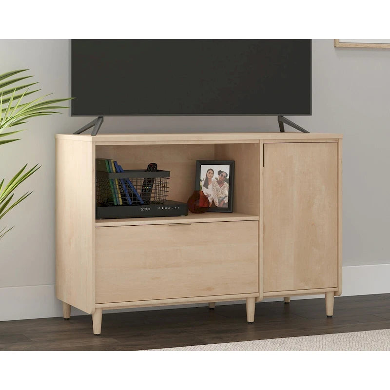 Credenza porta TV a 2 ante con spazio di archiviazione | Jet Acacia / Acero Naturale | Adatta a 1 TV fino a 46"