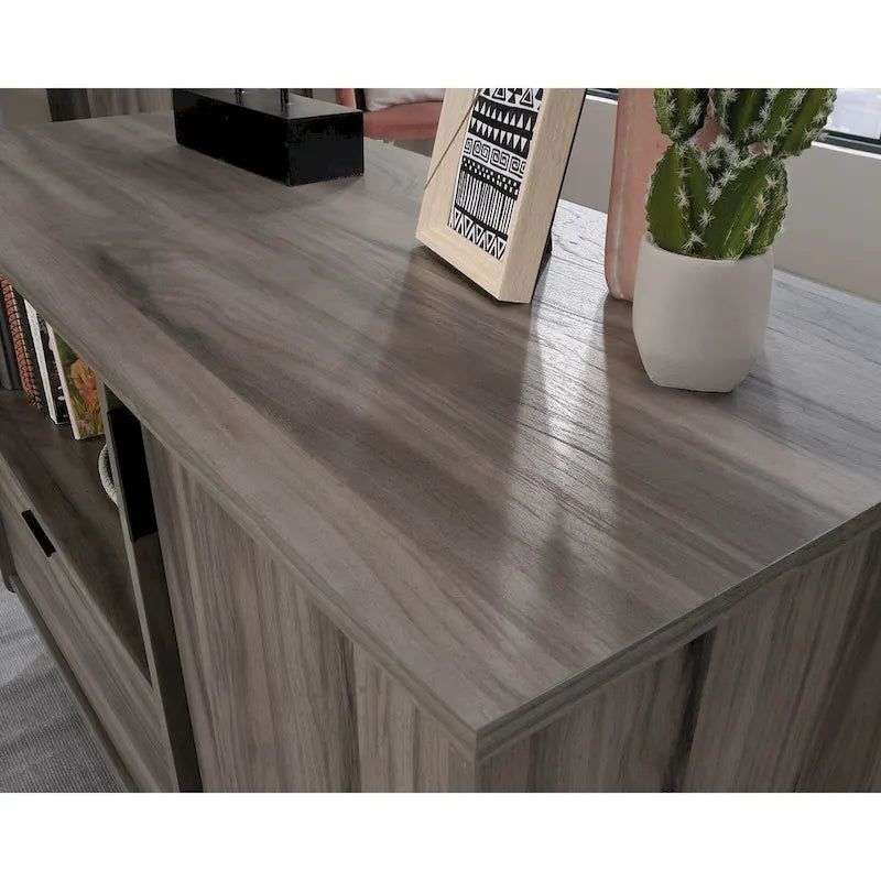 Credenza porta TV a 2 ante con spazio di archiviazione | Jet Acacia / Acero Naturale | Adatta a 1 TV fino a 46"